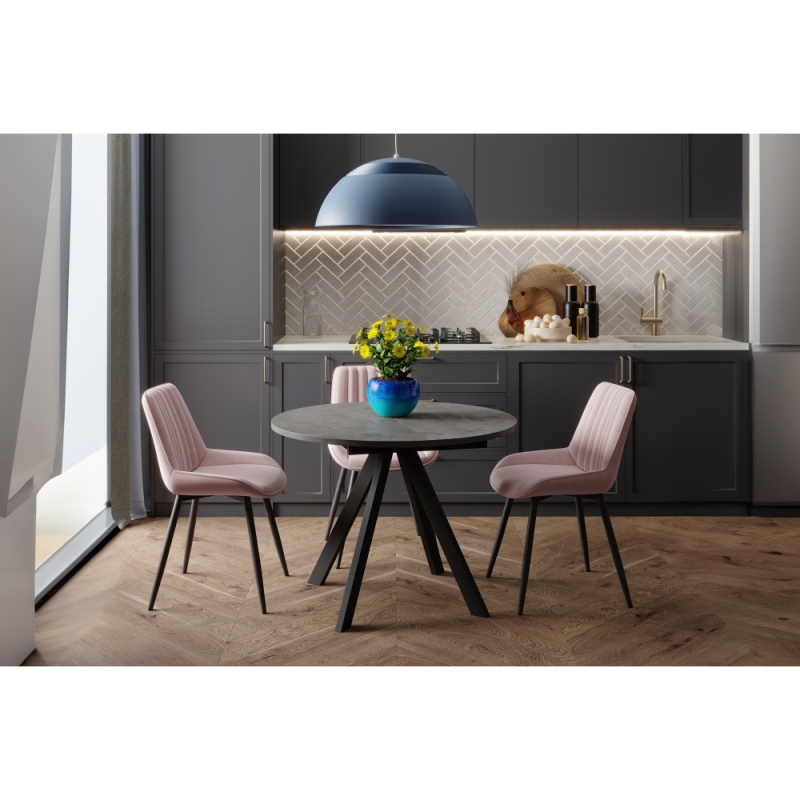 Деревянный стол Трейси 90(120)х90х75 бетон / черный