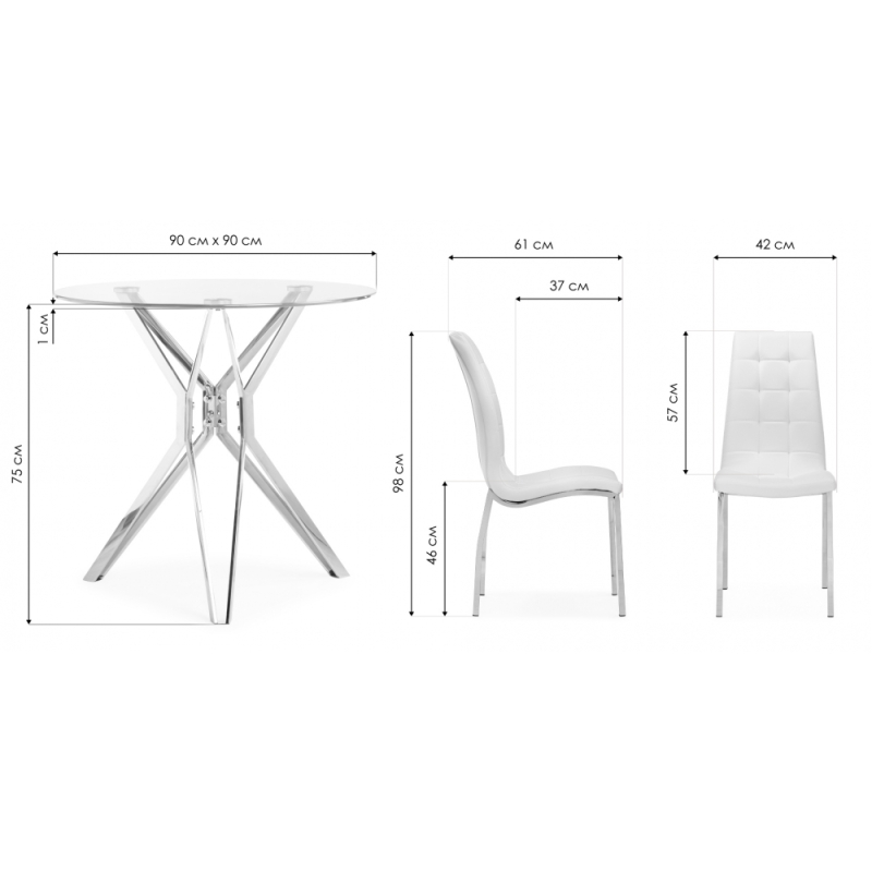 Обеденная группа Саито 90 black / chrome