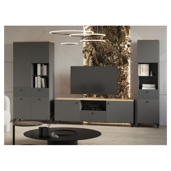 Витрина Ника 400 эйхория QR-17 / графит / дуб делано