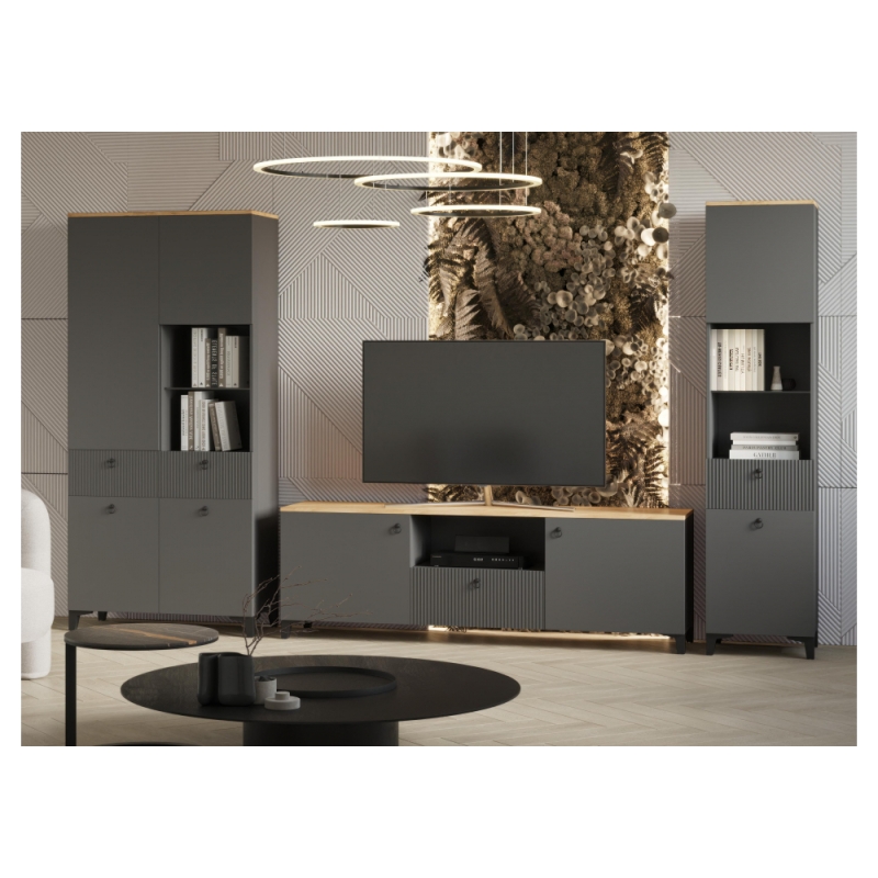 Витрина Ника 400 эйхория QR-17 / графит / дуб делано