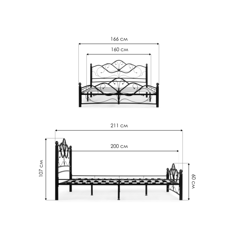 Двуспальная кровать Виктори 2 160х200 черная