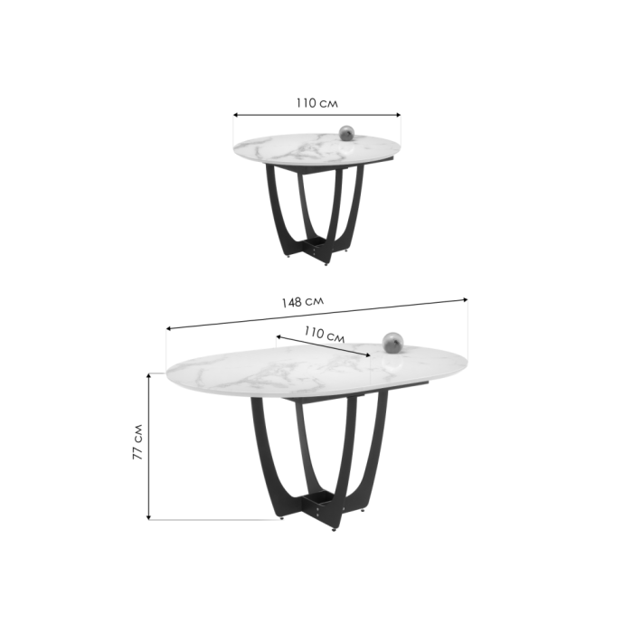Стол стеклянный Венера белый мрамор / графит