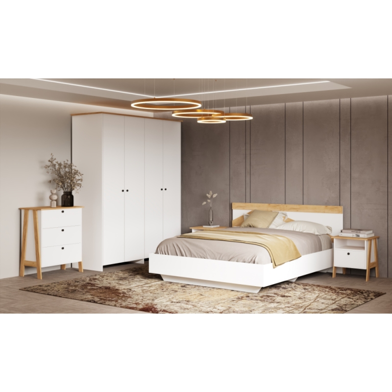 Двуспальная кровать Теодора 160х200 белый / крафт золотой