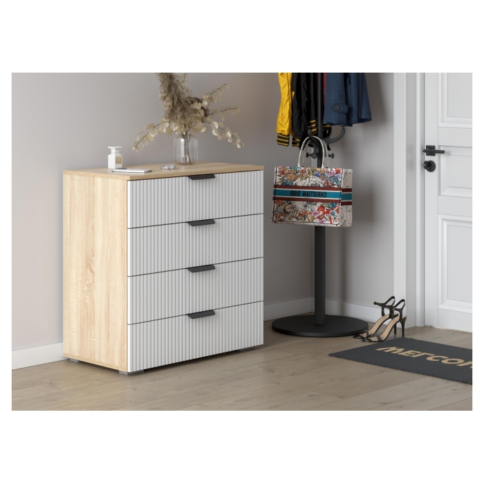 Комод Стокгольм КМ03-800 дуб сонома / line софт пломбир