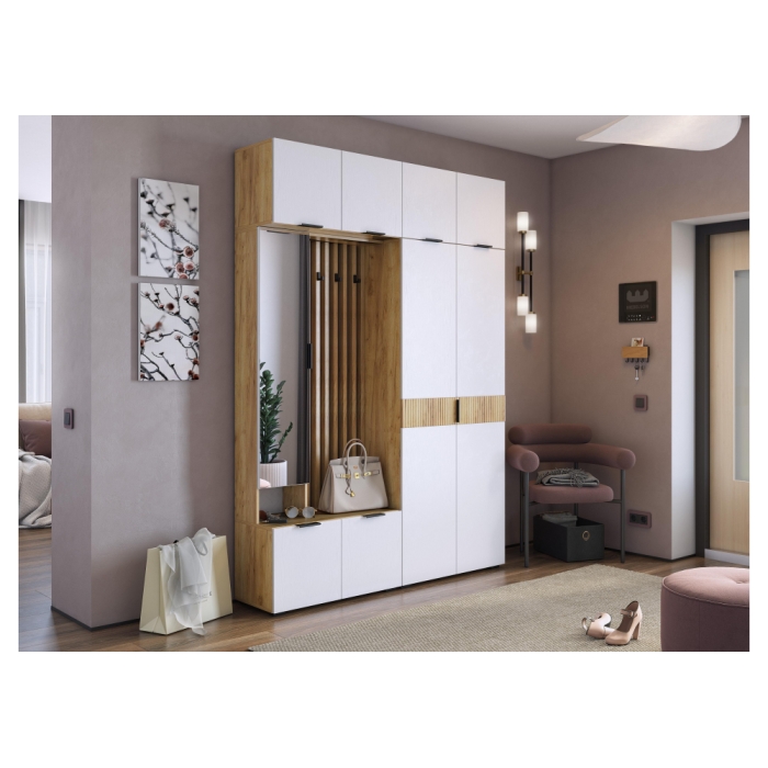 Шкаф Бери 80 дуб крафт золотой / белое дерево