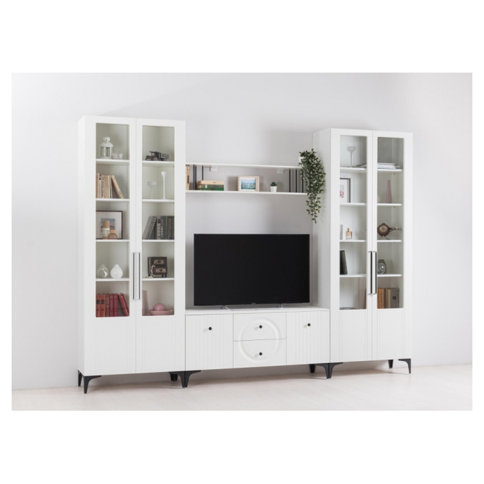 Витрина двухдверная Вестра белый шагрень