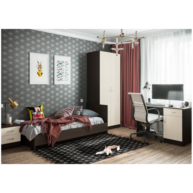 Односпальная кровать Адайн 80х200 венге / венге