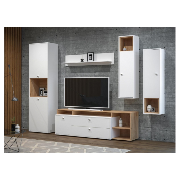 Шкаф-пенал Бэль 10.04 белый премиум / дуб золотой craft