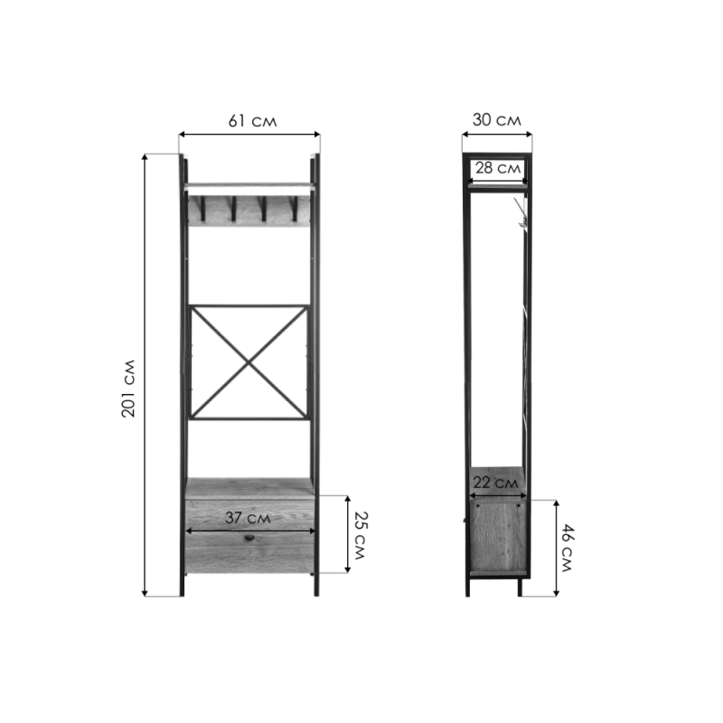 Готовая прихожая Лира дуб велингтон / черный матовый
