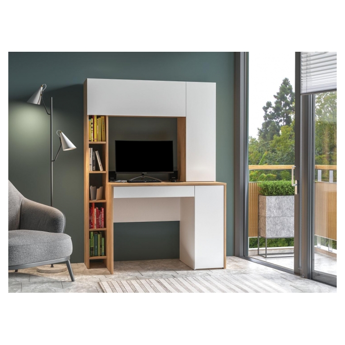 Письменный стол Комфорт 12.71 116,7х60,2х165,4 дуб золотой craft / белая аляска