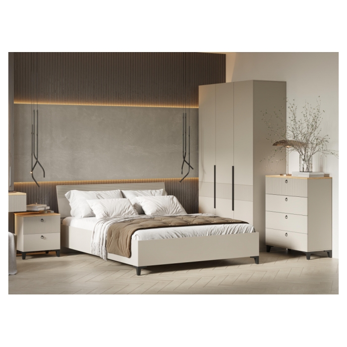 Комод Ника 4Я ПВШ бежевый мат-05 / кашемир / дуб делано