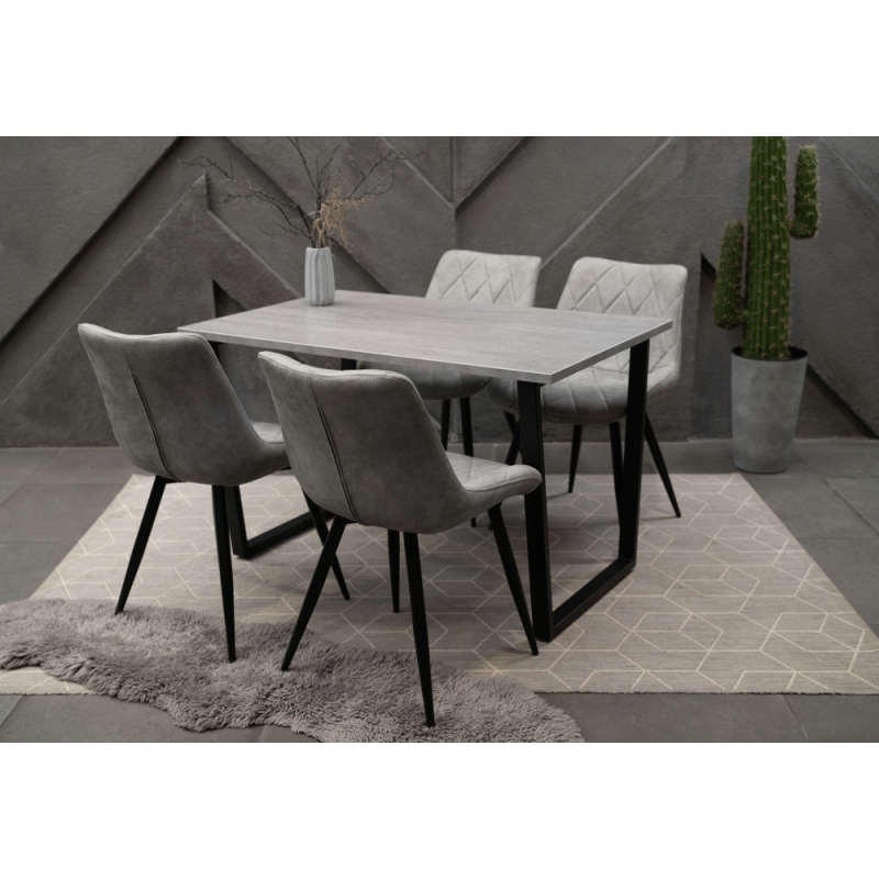 Стол Лота Лофт 120х74х75 25 мм черный матовый / бетон