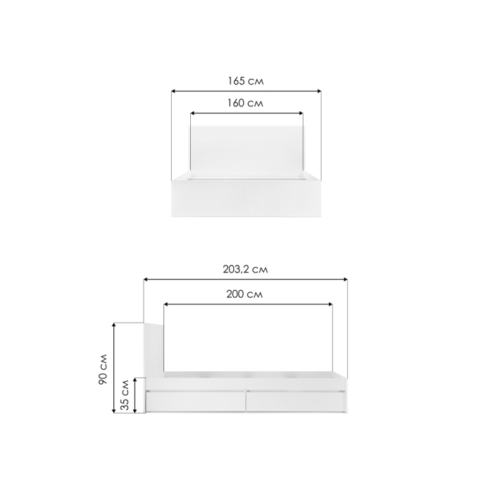 Двуспальная кровать Мадера 160х200 белый