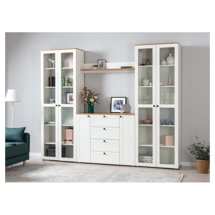 Витрина Опра 16.394.02 белый PE шагрень / дуб золотой craft