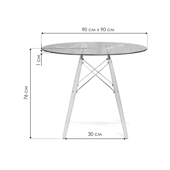Стеклянный стол PT-151 90х76 clear glass / wood