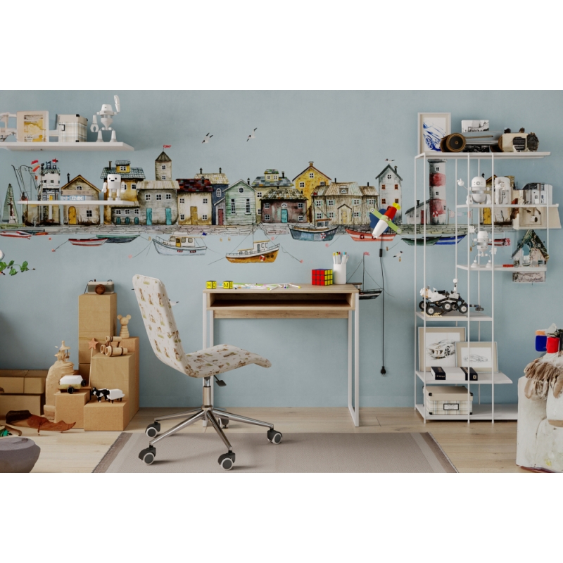 Письменный стол Лео Лофт 85х39х75 дуб делано светлый / матовый белый