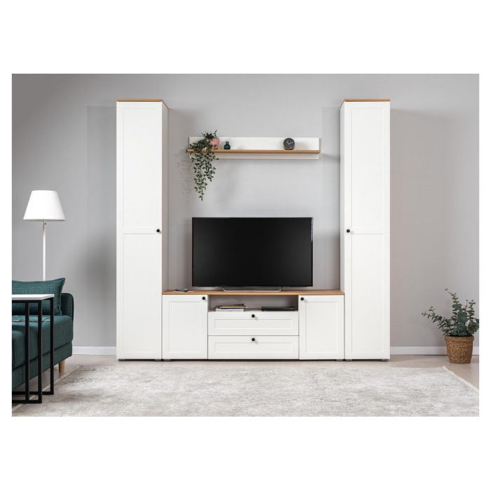 Шкаф Опра 13.227 белый PE шагрень / дуб золотой craft