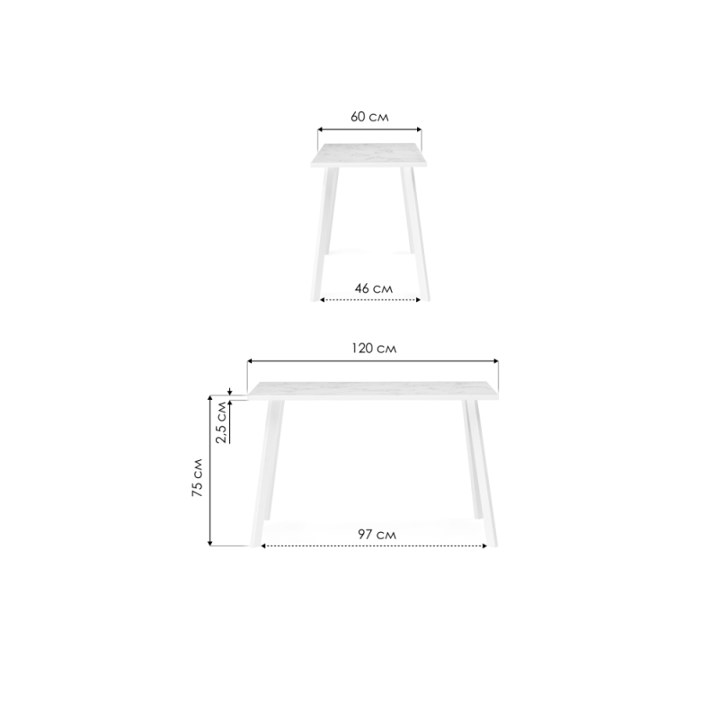 Стол Тринити Лофт 120х60х75 25 мм дуб делано темный / матовый черный
