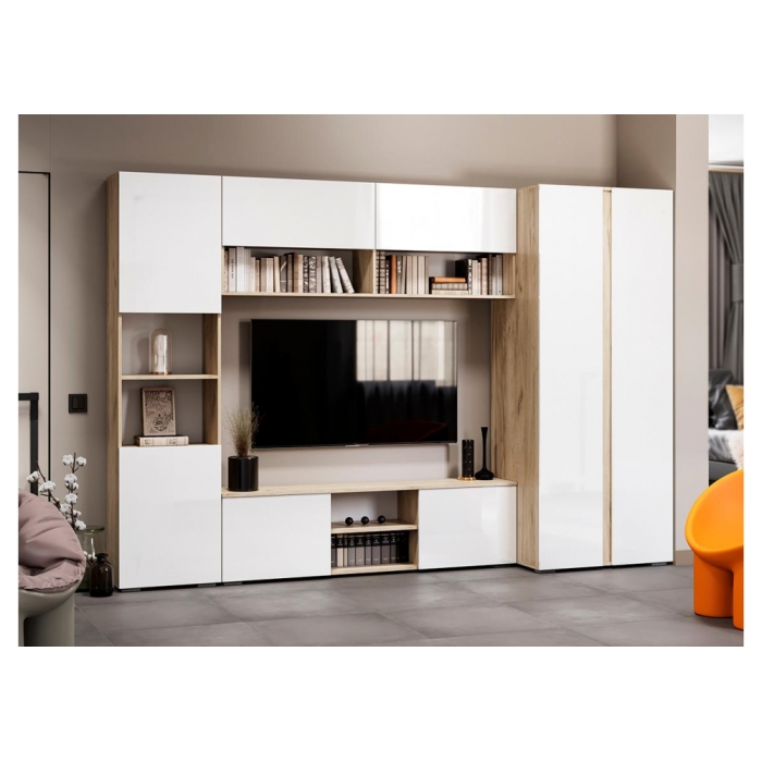 Шкаф Алетра ШК-800 дуб крафт серый / глянец белый