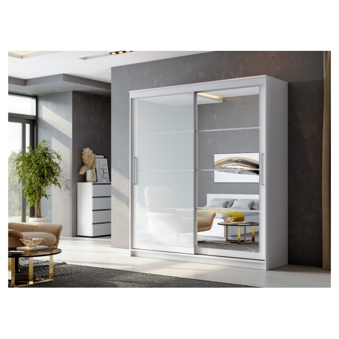 Шкаф-купе Лайн 2 белый текстурный