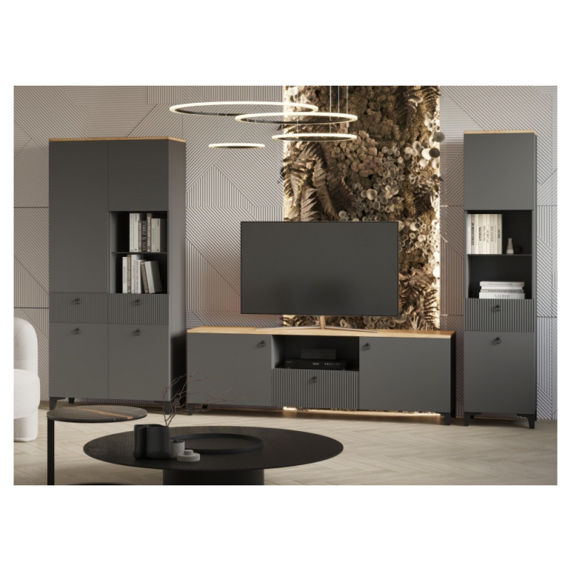 Витрина Ника 800 эйхория QR-17 / графит / дуб делано