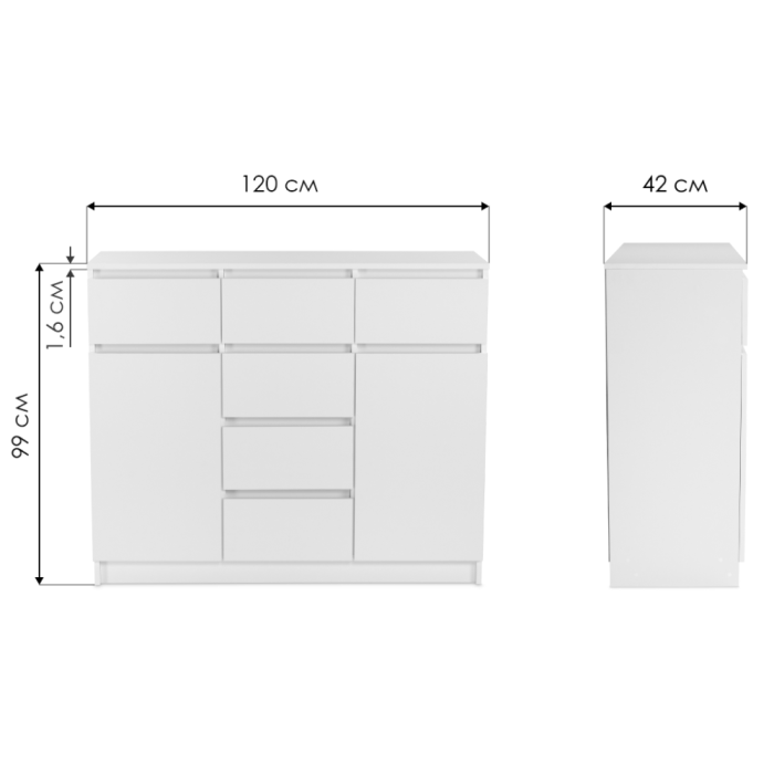Комод Мадера Комби 2 лдсп белый