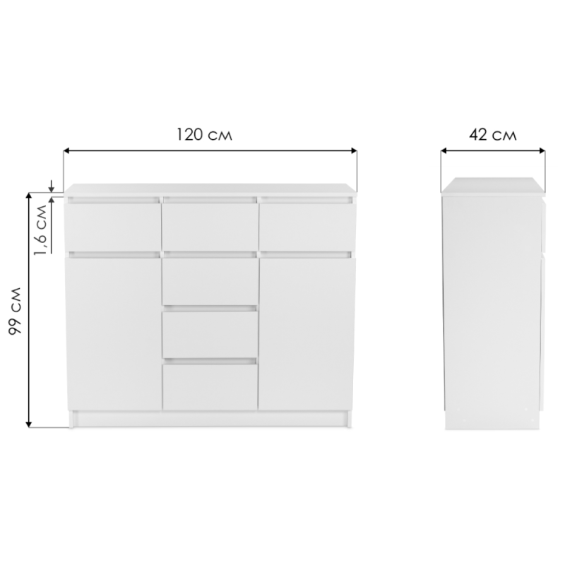 Комод Мадера Комби 2 лдсп белый