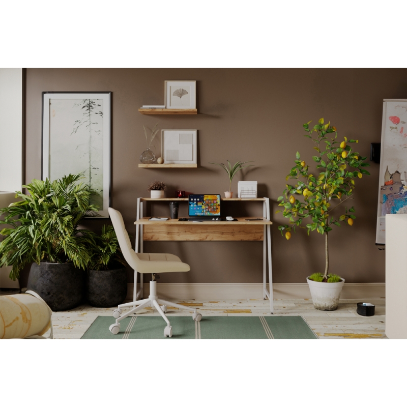 Письменный стол Аларо дуб вотан / белый матовый