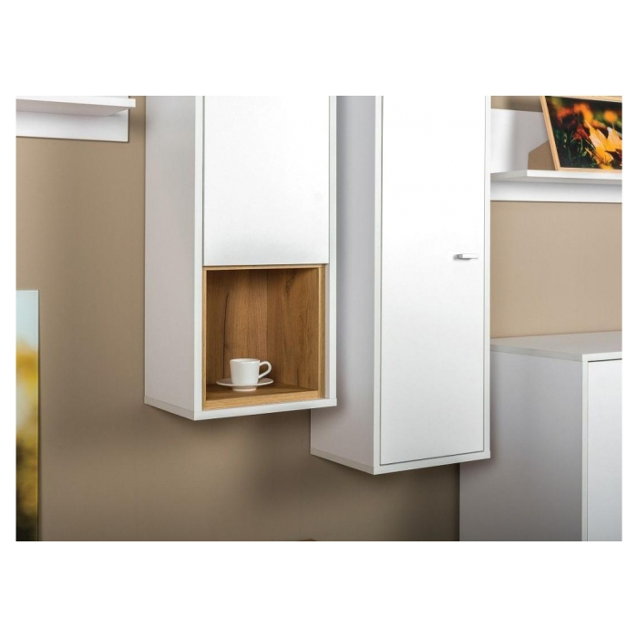 Шкаф навесной Бэль 10.63 белый премиум / дуб золотой craft