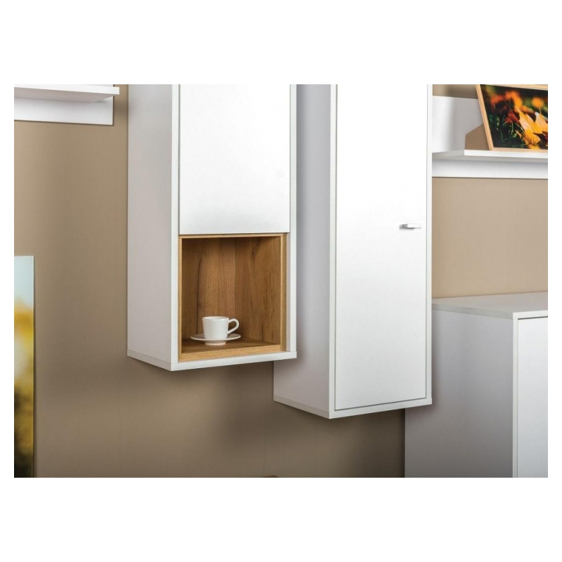 Шкаф навесной Бэль 10.63 белый премиум / дуб золотой craft