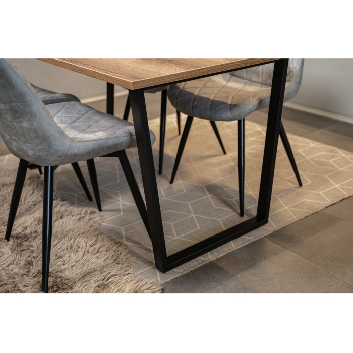 Стол Лота Лофт 140х80х75 25 мм дуб делано темный / матовый черный