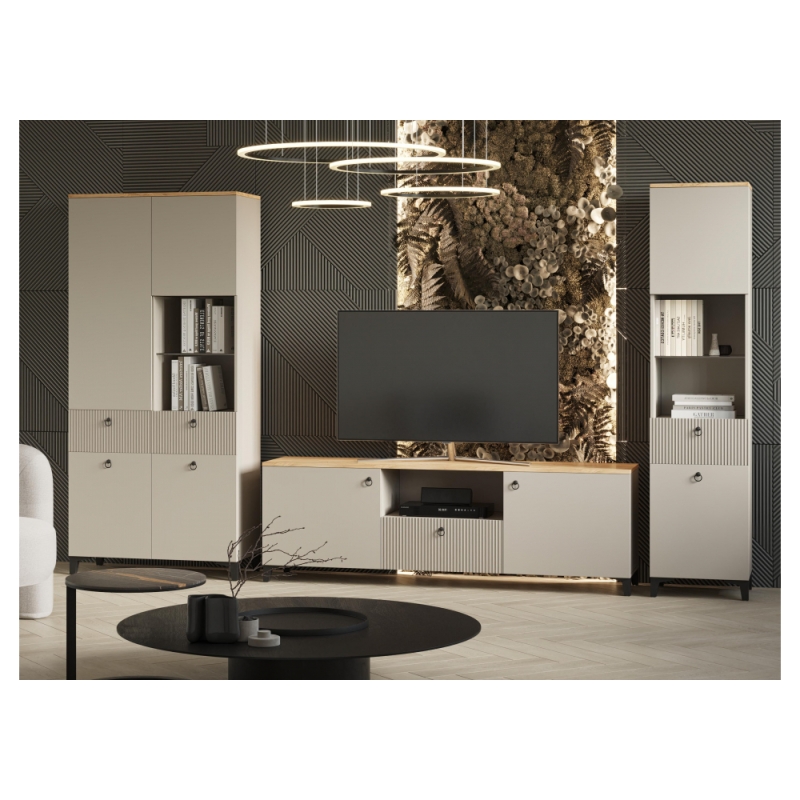 Витрина Ника 400 бежевый мат-05 / кашемир / дуб делано