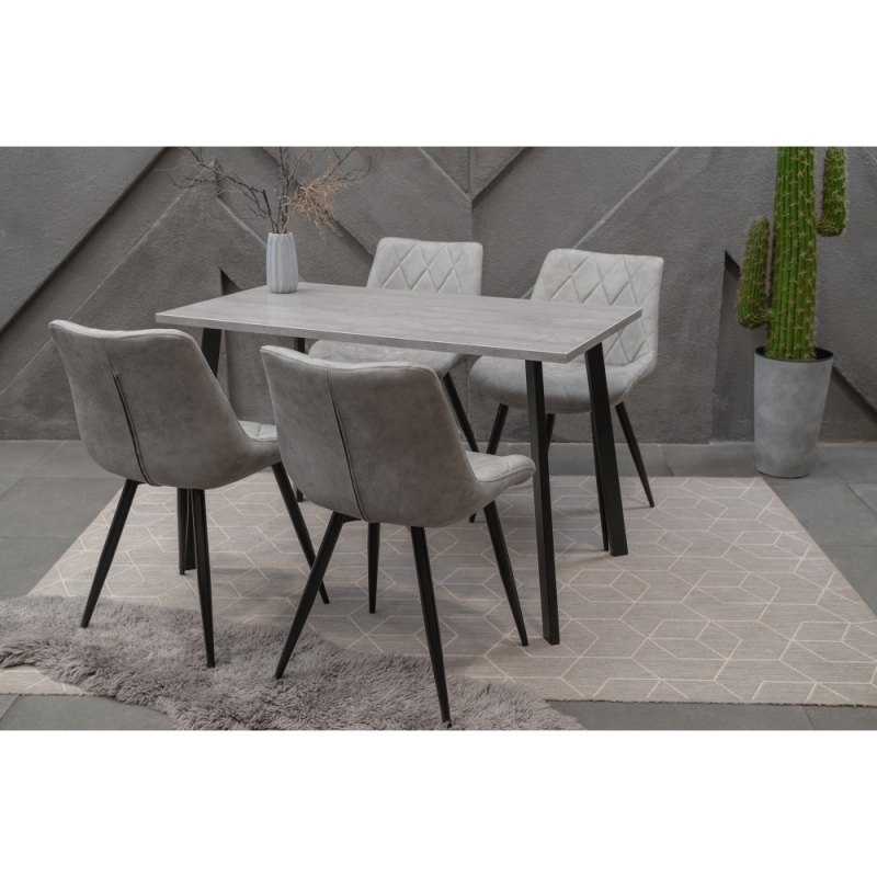 Стол Тринити Лофт 140x80x75 25 мм бетон / матовый черный