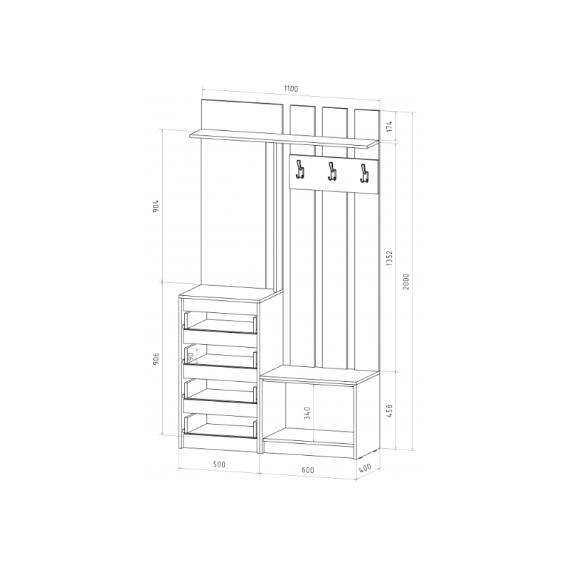 Готовая прихожая Идена ВШ06-1100 белая