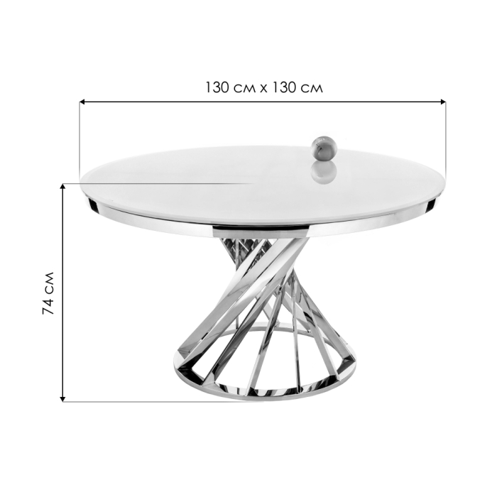  Стол Twist 130х74 steel / white