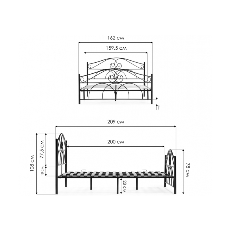 Двуспальная кровать Морика 160х200 черная