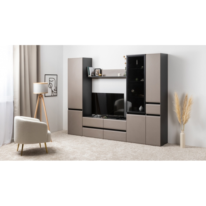 Витрина Сейдиль антрацит / антрацит / веллюто капучино