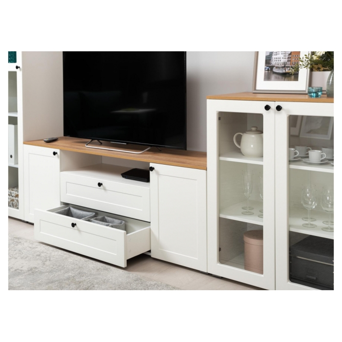 Витрина Опра 16.394.01 белый PE шагрень / дуб золотой craft