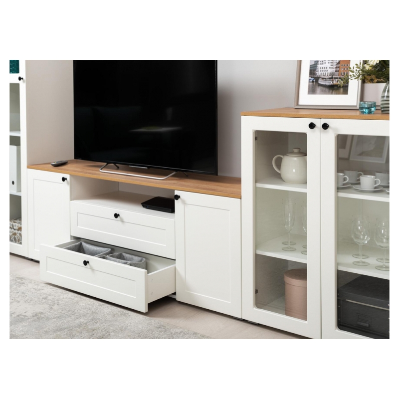 Витрина Опра 16.394.01 белый PE шагрень / дуб золотой craft