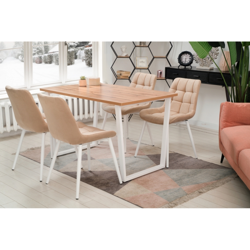 Стол Лота Лофт 120х74х75 25 мм дуб вотан / матовый белый