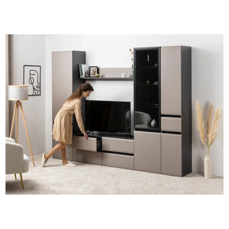 ТВ-тумба Сейдиль антрацит / антрацит / веллюто капучино