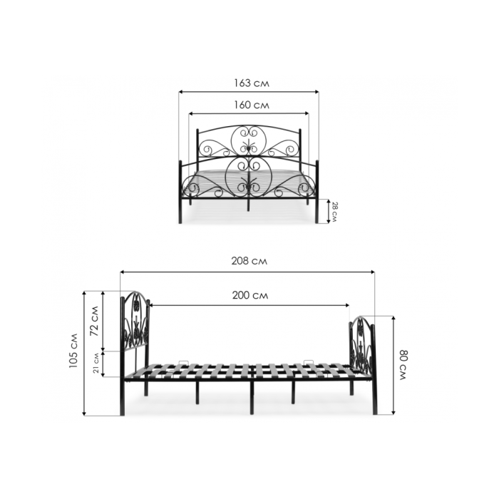 Двуспальная кровать Нерика 160х200 черная