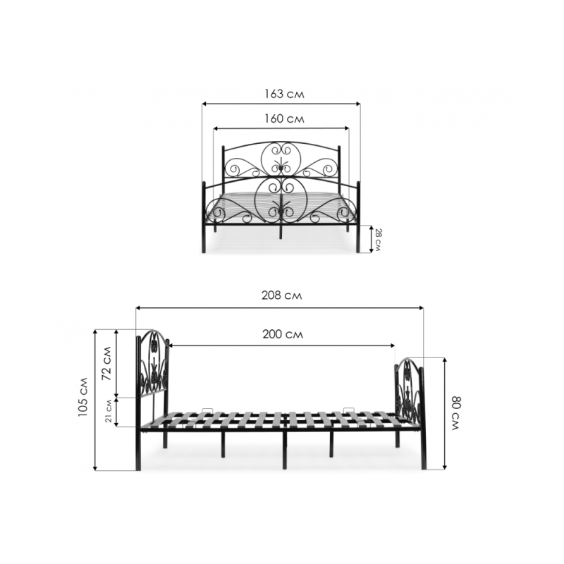 Двуспальная кровать Нерика 160х200 черная
