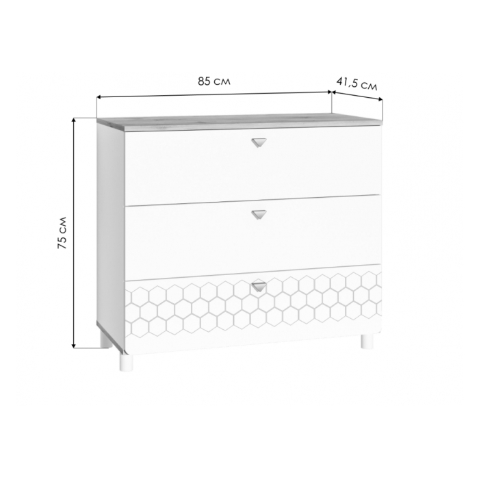 Комод Эльга белый шагрень / дуб белый exclusive