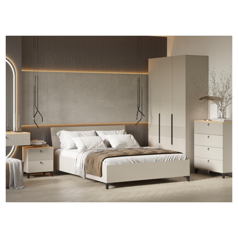 Двуспальная кровать Ника 160х200 с основанием дсп бежевый мат-05 / кашемир