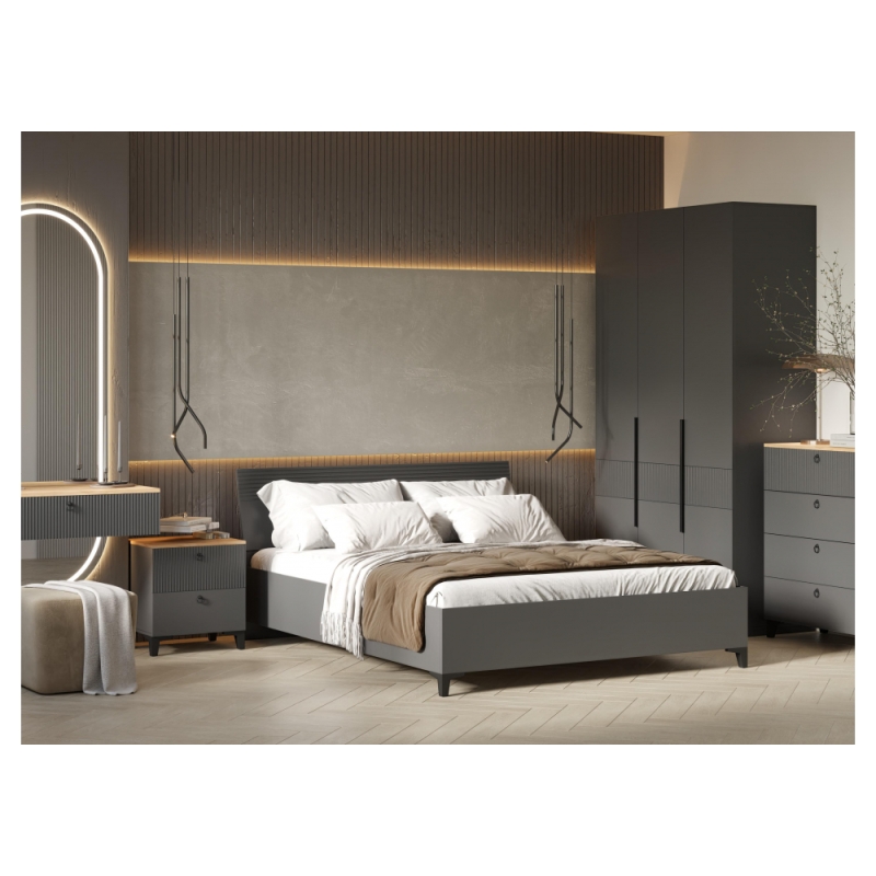 Прикроватная тумба Ника ПВШ эйхория QR-17 / графит / дуб делано