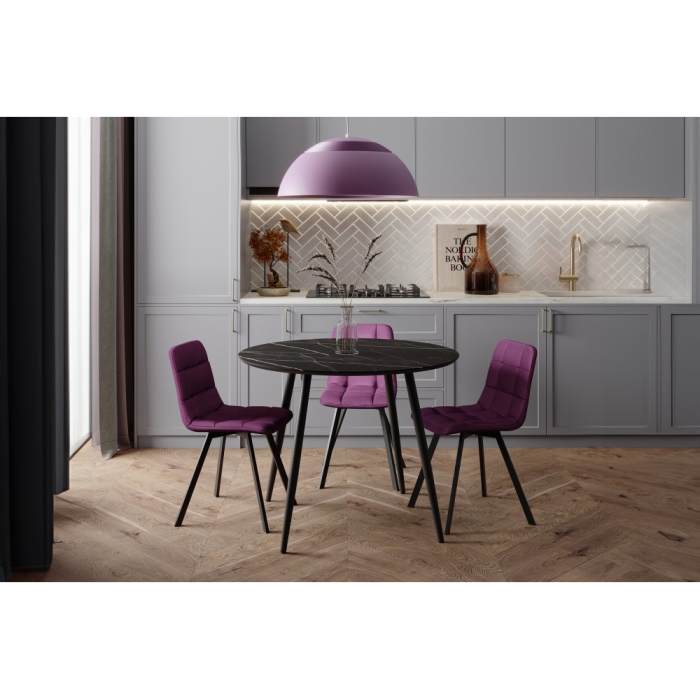 Деревянный стол Абилин 100х76 мрамор черный / черный матовый