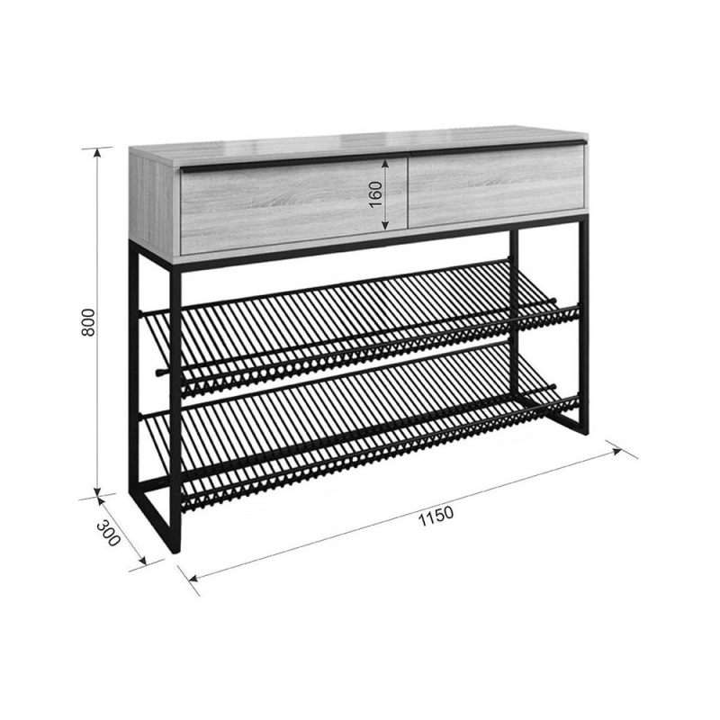 Обувница Крафт 2 черный муар / белый
