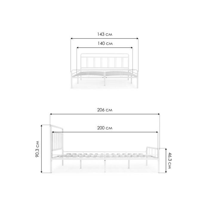 Полутораспальная кровать Рейк 140х200 белая