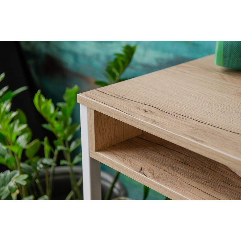 Письменный стол Леон Лофт 110х55х75 дуб делано светлый / матовый белый